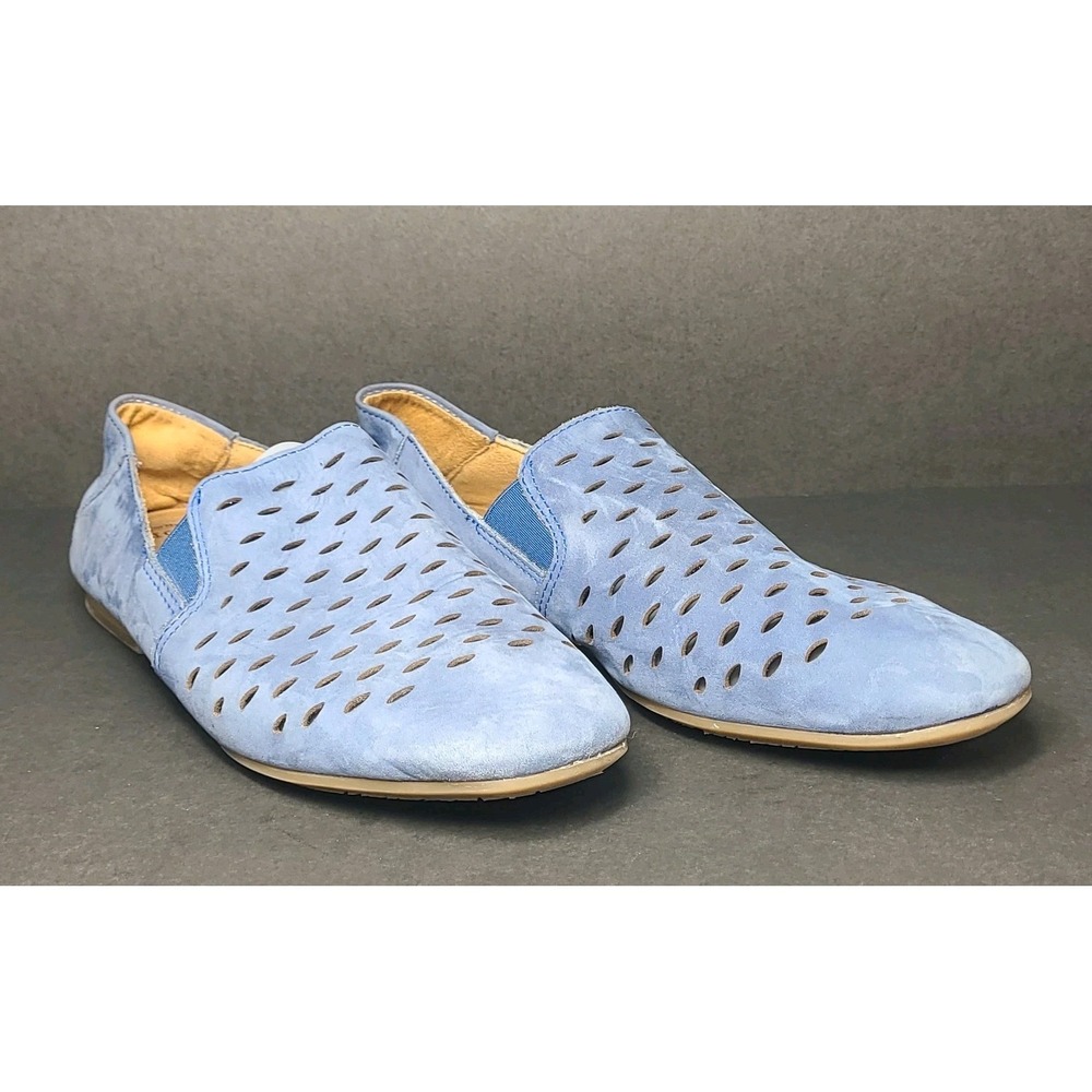 Earth Origins Blue Nubuck Slip On Flats Loafer Perforated Womens 11 Soft Suede